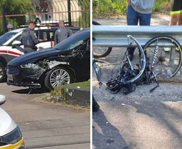 Imagem de um acidente que ocorreu na rod. Edgard Máximo Zambotto onde três ciclistas foram atropelados por um motorista alcoolizado